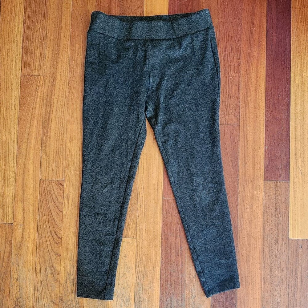 LOFT Dark Gray Herringbone Wide Band Leggings Size Medium